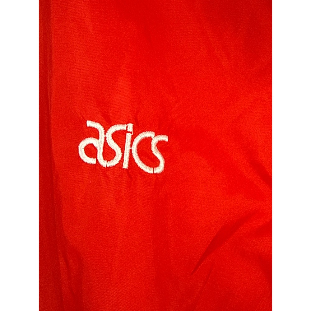 Vintage Asics Windbreaker Jacket Red White Colorblock Full Zip Men L Vented Back - Picture 2 of 13